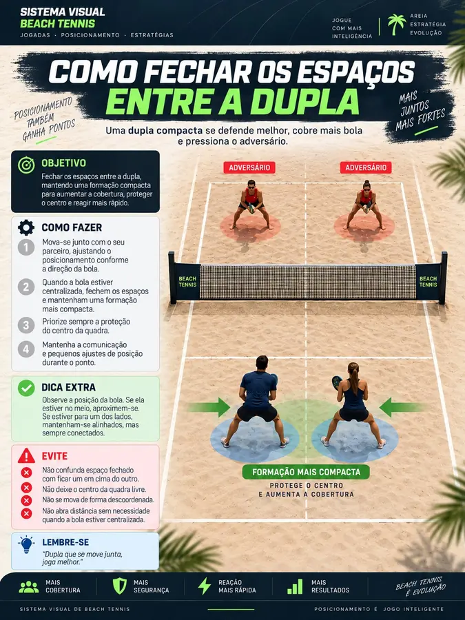 Mapa visual de beach tennis: Como fechar os espaços entre a dupla